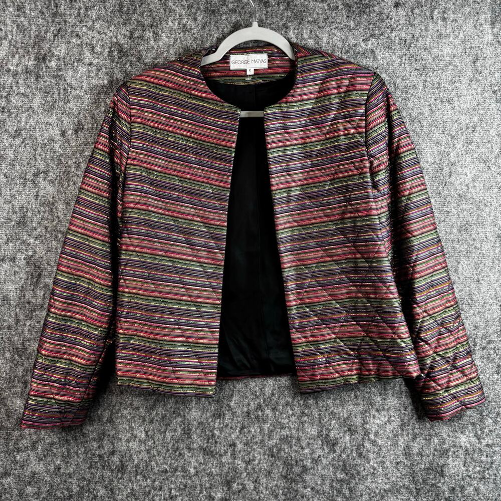 George Matyas Cropped Quilted Jacket Size 8 / Vintage Glam Jacket